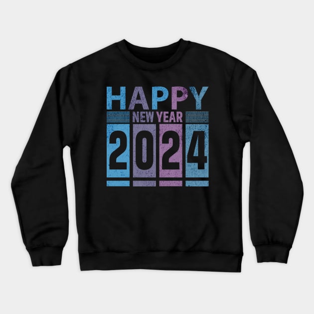 Happy New Year 2024 fun grunge design Crewneck Sweatshirt by Luxinda